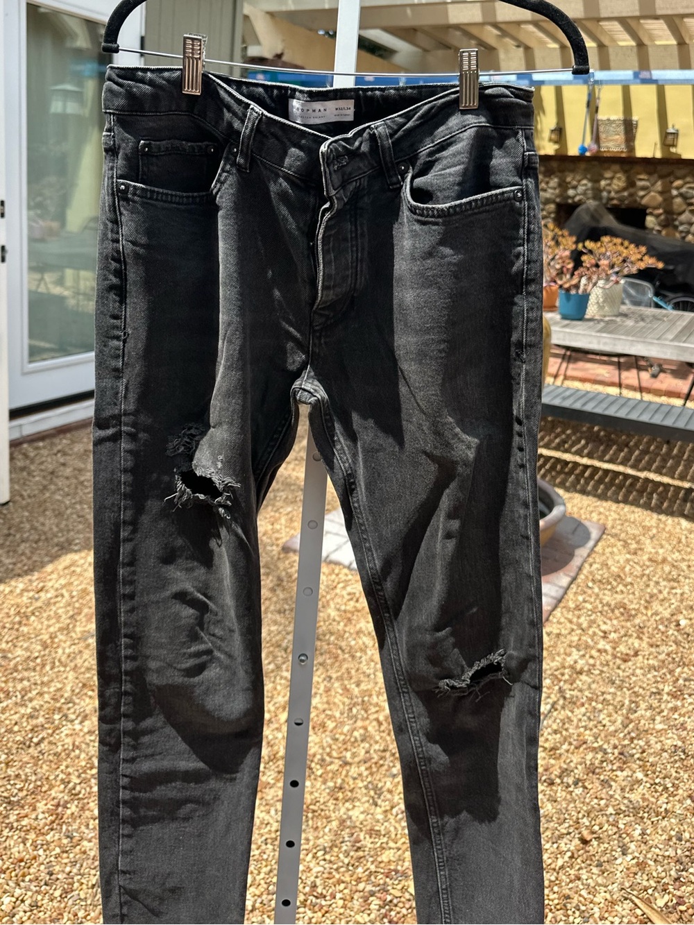 Topman Black Skinny Jeans with Knee Rips
